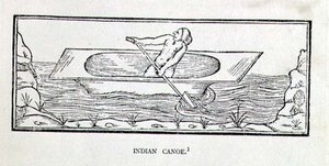 Indianisches Kanu, aus The Narrative and Critical History of America, herausgegeben von Justin Winsor, London, 1886